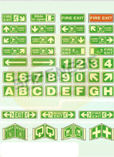 Green And White Nightglow Safety Signs