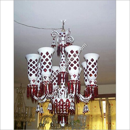 White And Red Decorative Glass Chandeliers