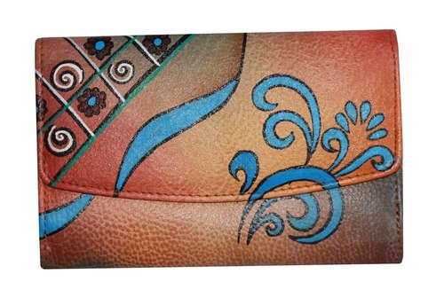 Hand Printed Leather Ladies Wallet