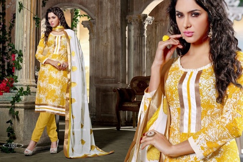 Yellow Fancy Designer Chanderi Salwar Kameez