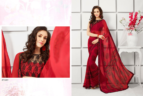 Famed Maroon Georgette Saree