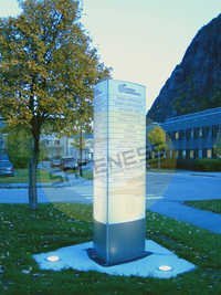 Modular Triangular Pylon Signs Application: Corporate Offices And School