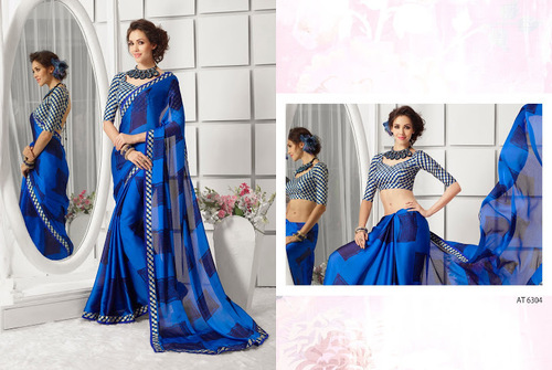 Famed Blue Chiffon Saree