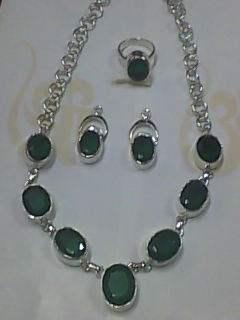 Stone Studded Silver Necklace