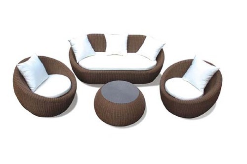 Cane Outdoor Brown Sofa