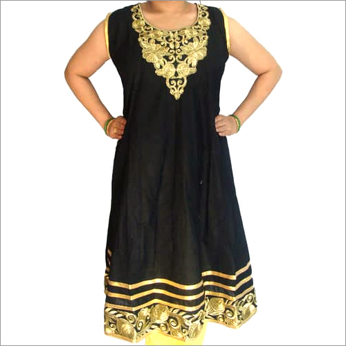 Long Black Kurti Decoration Material: Laces