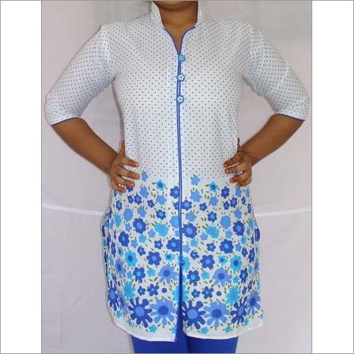 White And Blue Fancy Short Kurti