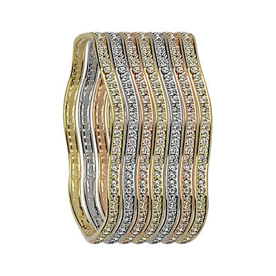 तीन रंग की गोल्ड प्लेटेड चूड़ियां