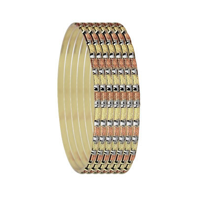 3MM TRI COLOR GOLD PLATED BANGLES