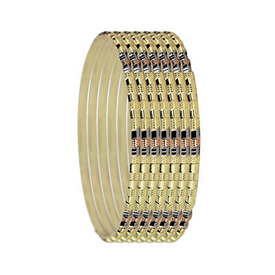 3MM TRI COLOR GOLD PLATED BANGLES