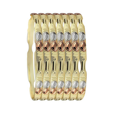 6MM TRI COLOR GOLD PLATED BANGLES