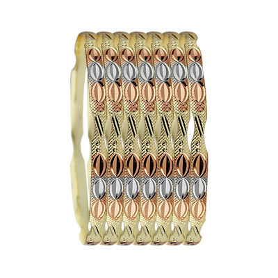 6MM TRI COLOR GOLD PLATED BANGLES