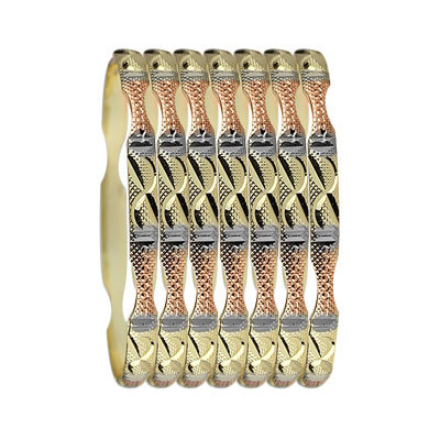 6MM TRI COLOR GOLD PLATED BANGLES
