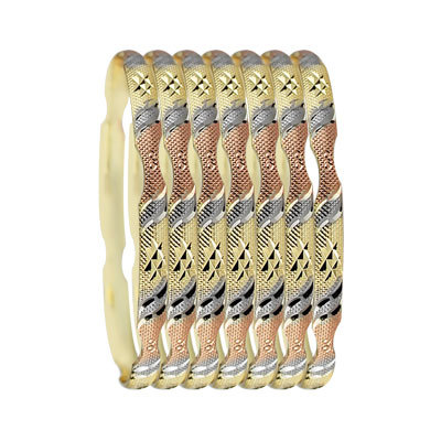 6MM TRI COLOR GOLD PLATED BANGLES