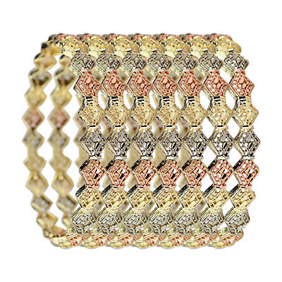 10MM TRI COLOR GOLD PLATED BANGLES