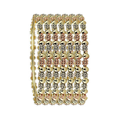 7MM TRI COLOR GOLD PLATED BANGLES