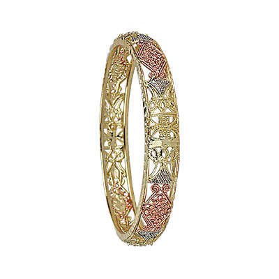 10MM TRI COLOR GOLD PLATED BANGLES
