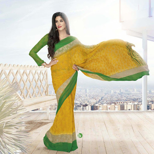 Efficacious Gold Georgette Saree