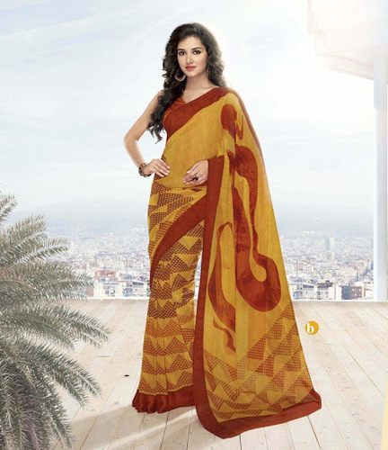 Efficacious Mustard Georgette Sarees