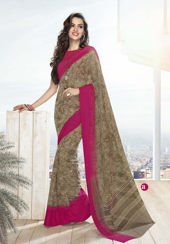 Efficacious Brown Georgettes Saree
