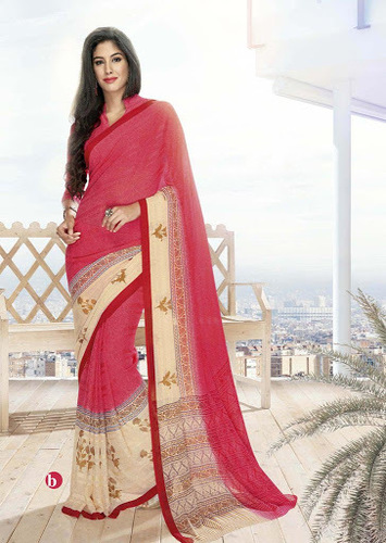 Efficacious Georgette Hot Pink Designer Sarees