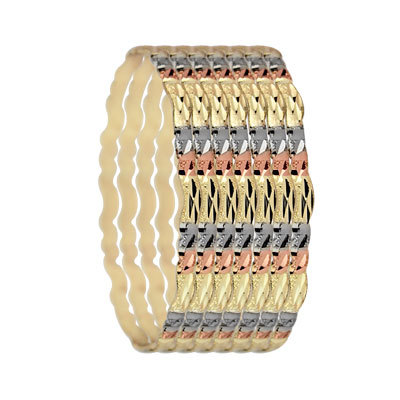 5MM TRI COLOR GOLD PLATED BANGLES
