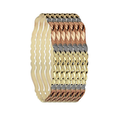 5MM TRI COLOR GOLD PLATED BANGLES