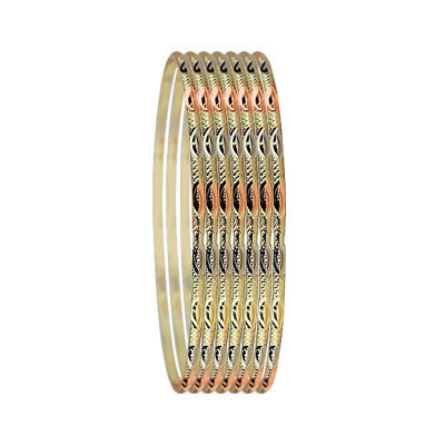 2MM TRI COLOR GOLD PLATED BANGLES