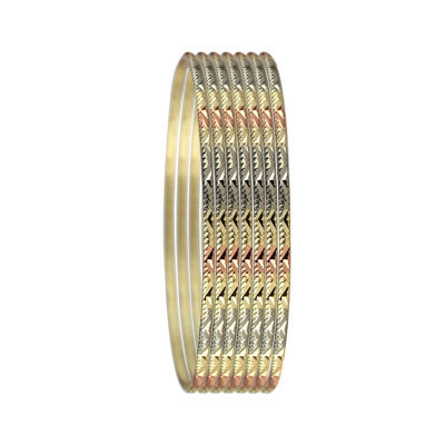 2MM TRI COLOR GOLD PLATED BANGLES