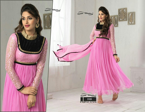 PRINCESS - Georgette Fabric, Pink, 5-Piece Long Suit | Elegant Design, Trendy Style, Comfortable Fit