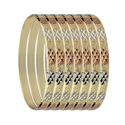 6MM TRI COLOR GOLD PLATED INDIAN 7 DAYS BANGLES