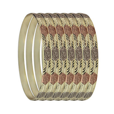 6MM TRI COLOR GOLD PLATED INDIAN 7 DAYS BANGLES