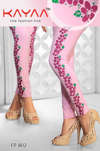 Pink Velly Side Printed Lycra Leggings