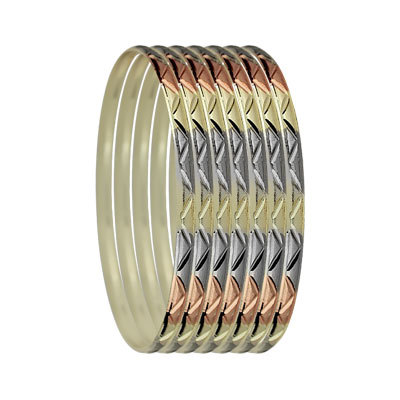 6MM TRI COLOR GOLD PLATED INDIAN 7 DAYS BANGLES