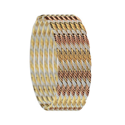 4MM TRI COLOR GOLD PLATED BANGLES