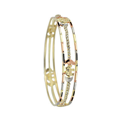 GOLD PLATED TRI COLOR INDIAN BANGLES - Gold Plated Metal, Variable Dimensions | Tri-Color, Elegant Design, Durable, Attractive