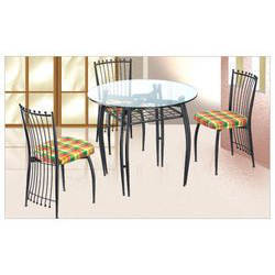 Metal Dining Ser - Metal, 90cm Diameter Table, Black | Glass Top, Durable, Stylish Design, Comfortable Chairs