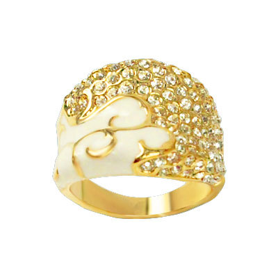 GOLD PLATED RING - Gold Plated, Variable Size, Cubic Zirconia Stones | Elegant Design, Durable, Fashion Accessory