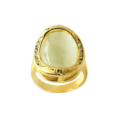 Gold Plated Ring - Gold Plated, Size 7-10, Opal Pave Setting | Elegant Design, High Polish Finish, Durable Material