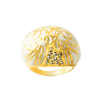 Gold Plated Ring - Gold Plated, Range Size, Dome Style | Pave Setting, Elegant Design, Durable Material