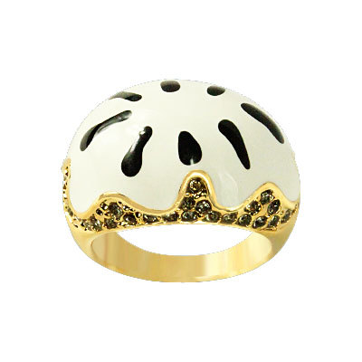Gold Plated Ring - Gold Plated, Variable Size, White Color | Elegant Design, High Polish Finish, Durable Material, Unique Style