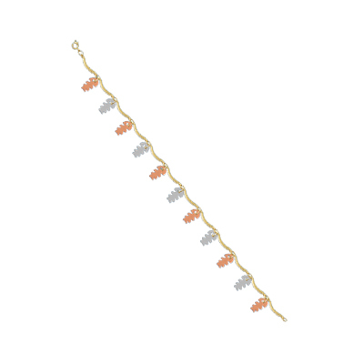 Tri Color Hand Bracelets - Gold, 7-8 Inch, Lobster Clasp | Tri-color Design, Polished Finish, Comfortable Wear