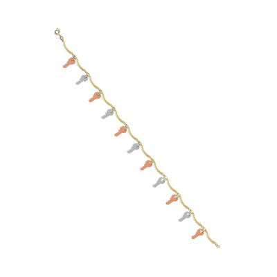 TRI COLOR HAND BRACELETS - Gold-Plated, 7-8 Inches, Tri-Tone | Stylish Clasp, Comfortable Fit, Durable Material