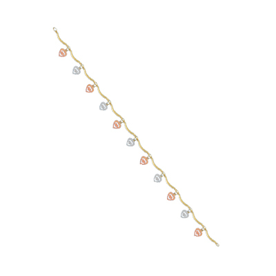 TRI COLOR HAND BRACELETS - Gold Alloy, 7-8 Inches, Tri-Tone | Lobster Clasp, Polished Finish, Versatile Stylish Accessory