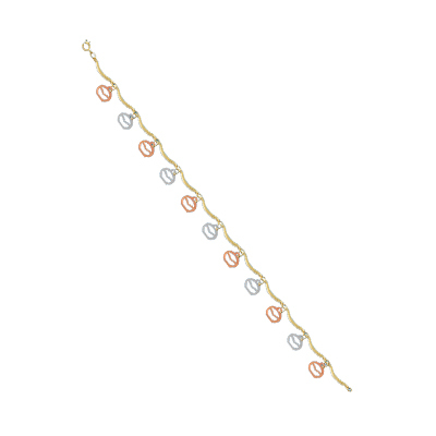 TRI COLOR HAND BRACELETS - Gold Alloy, 7-8 Inches, Tri-Color Metal | Stylish Design, Lobster Clasp, Comfortable Fit