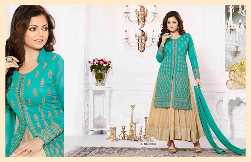 MADHUBALA TURQUOISE GEORGETTE ANARKALI SUIT