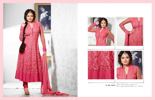 MADHUBALA PINK GEORGETTE ON NET ANARKALI SUIT