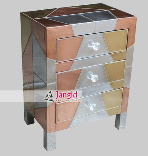 Machine Made Indian Wooden Metal Fiited Bedside