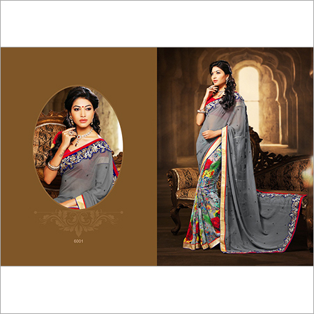 Weightless Sartin Jari Border Printed Saree