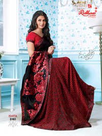 Exclusive Sequence Work Sarees - Silk Blend Fabric, 5.5 Meters Length, Maroon Color | Elegant Design, Stylish Drape, Light Weight, Versatile Wear